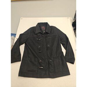 Yoki New York Black Peacoat Size XL‎ WOOD buckles Wool Blend Lined